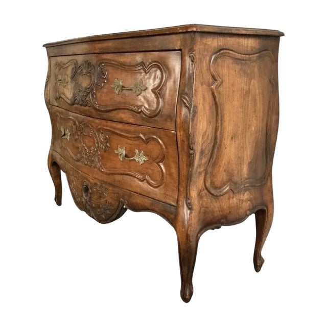 Authentic mid-18th century French Louis XV provincial commode, crafted in solid walnut and originating from the Provence...