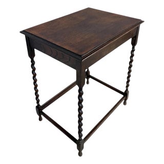 Barley Twist Side Table in Oak For Sale