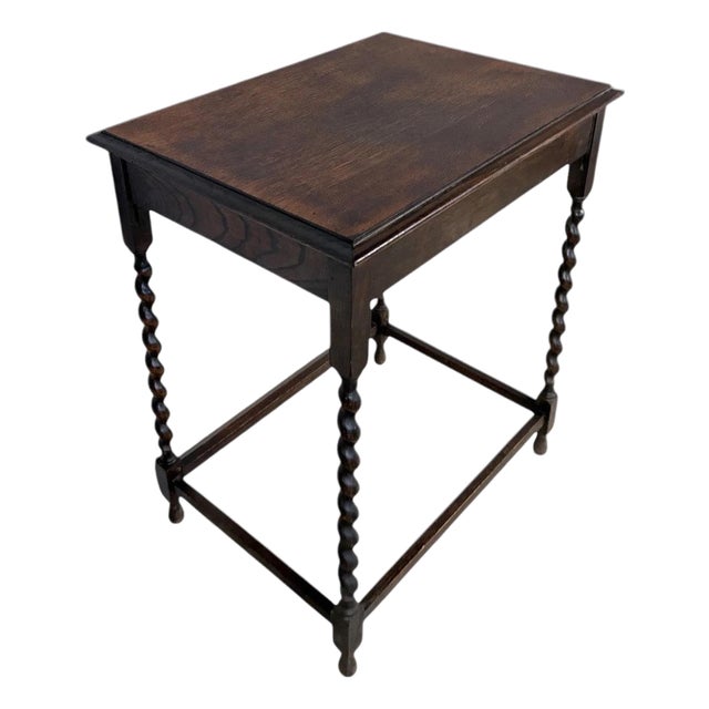 Barley Twist Side Table in Oak For Sale