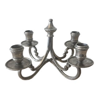 Vintage La Bottega Del Peltro Classical Italian Pewter 4-Arm Candelabra For Sale