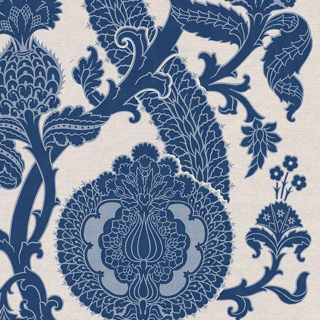 Sample- Schumacher Shalkar Fabric in Indigo For Sale