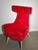 High Back Accent Lounge Chair in Red Floral Velvet For Sale - Image 5 of 8