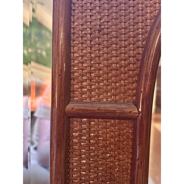 Wood Italian Coastal Bamboo and Rattan Mirror in the style of Vivai del Sud, 1970s For Sale - Image 7 of 15