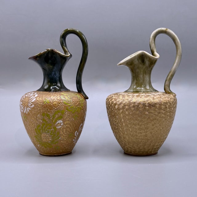Antique Art Nouveau Stoneware Vases from Royal Doulton Lambeth, 1890s, Set of 2 For Sale - Image 12 of 18