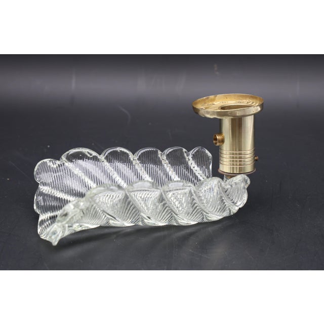 Art Decò Wall Light Trasparent Murano Glass Leave by Barovier E Toso, 1950s For Sale - Image 12 of 13