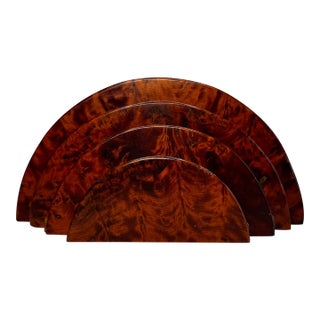Vintage Art Deco Burl Wood Arched Letter Holder Desk Accessory For Sale