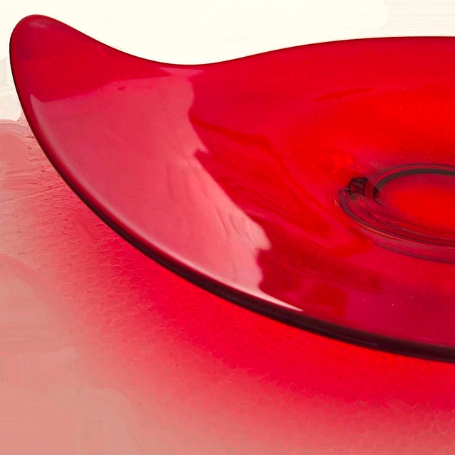 1960s Viking Glass Epic Console Platter/Bowl in Ruby Red For Sale - Image 9 of 11