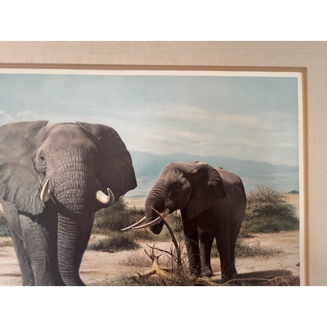 1970s Signed Limited Edition “Elephants at Kilimanjaro” by Artist Charles Francé Framed For Sale In Miami - Image 6 of 9
