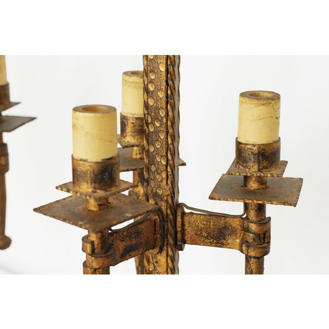 Mid-20th Century Golden Wrought Iron Tripod Table Lamps by Ferro Art, Set of 2 For Sale - Image 6 of 16