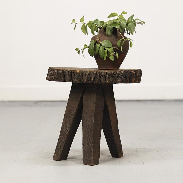 Rustic Primitive Wabi Sabi Folk Art Farmhouse Side Table / Pedestal For Sale - Image 3 of 9