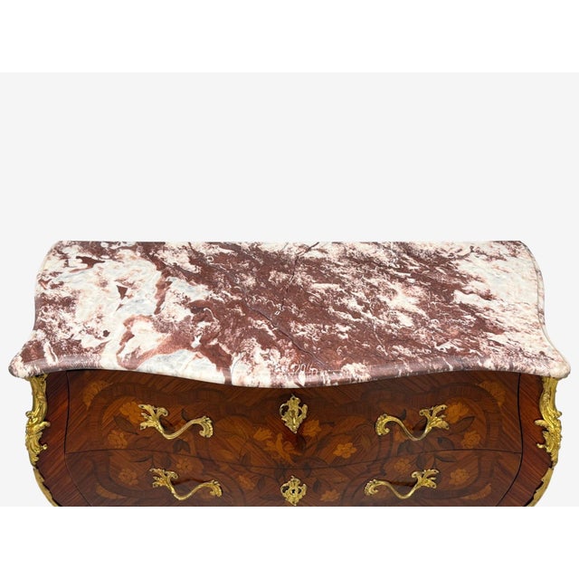 Louis Xv, Marquetry, Bronze, Marble, Bombe Commode, France, 19th C. For Sale - Image 12 of 16