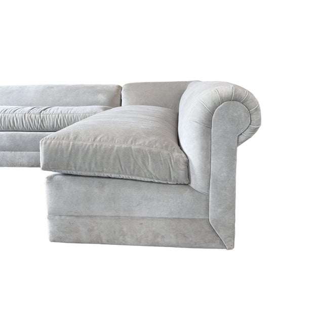 Lee Industries Modern Velvet Slipper Sectional Sofa, Made in Usa For Sale - Image 6 of 15