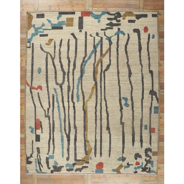 Beige Large Moroccan Rug Inspired by Willem De Kooning, 10'07 X 12'10 For Sale - Image 8 of 9