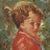 Italian painting from the mid-20th century. Artwork oil on board depicting a girl with a calf of good pictorial quality....