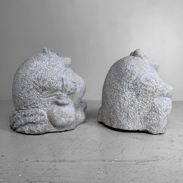 Shōwa Japanese Stone Tanuki, 1960, Set of 2 For Sale - Image 9 of 11