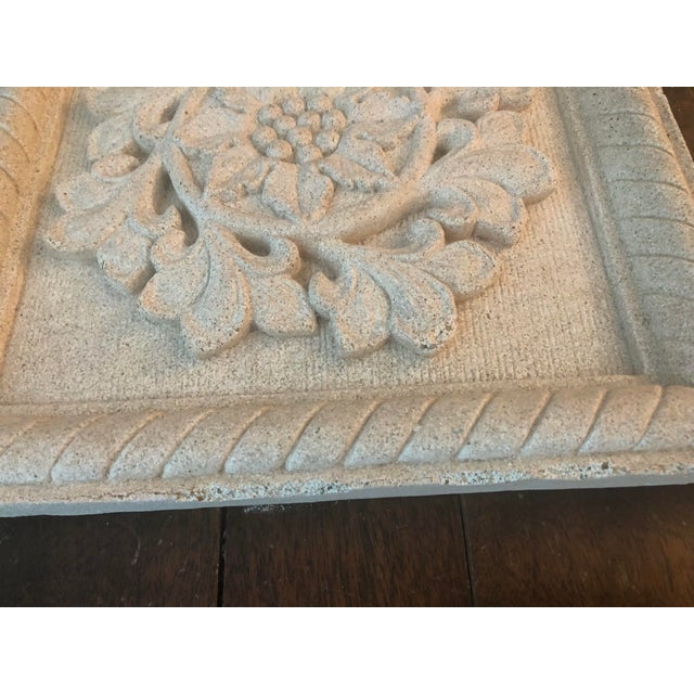 Vintage Floral Concrete Wall Plaques - A Pair For Sale - Image 4 of 10