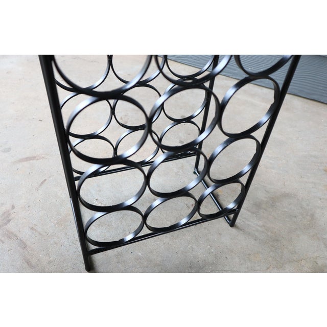 Black Mid Century Arthur Umanoff 17 Bottle Iron Wine Rack Holder Shaver Howard Modern Retro Atomic 60's Sculptural For Sale - Image 8 of 8