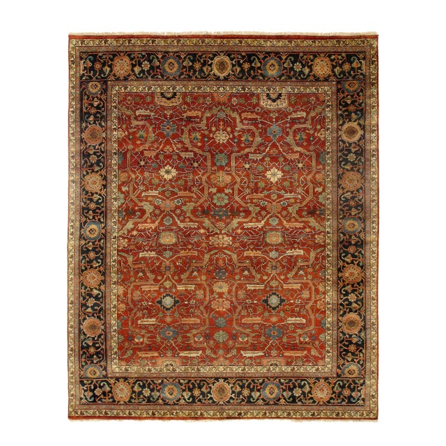 2020s Rust Fine Hand Knotted Persian Serapi Design Rug For Sale