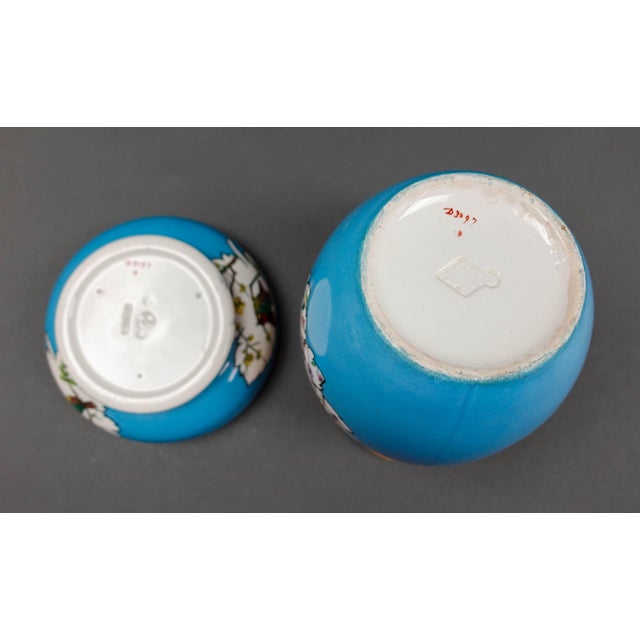 Turquoise Minton England Antique Birds Turquoise Porcelain Soap Dish & Pitcher Set - 2 Pieces For Sale - Image 8 of 10