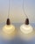 Danish Modern White Opaline Glass and Teak Pendant Lamps by Holmegaard, 1960s, Set of 2 For Sale - Image 9 of 11