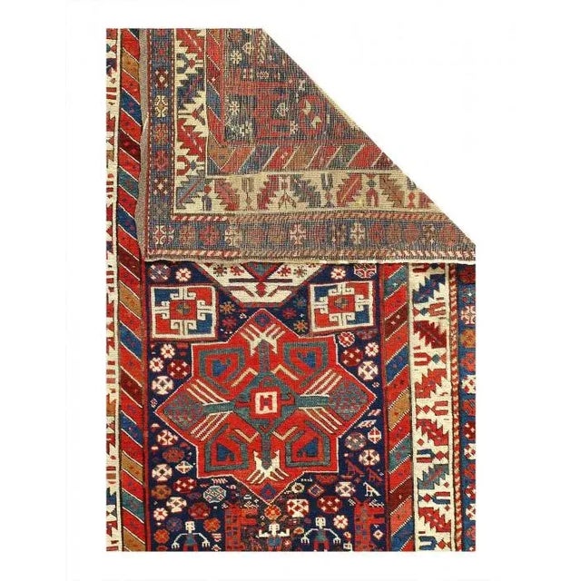 Traditional 1980s Navy Blue Antique Kazak Runner For Sale - Image 3 of 12