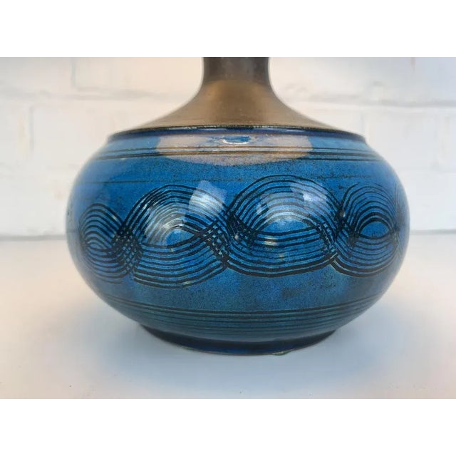 Blue Vintage Scandinavian Ceramic Table Lamp by Nils Kähler for Hak, Denmark, 1960s For Sale - Image 8 of 13