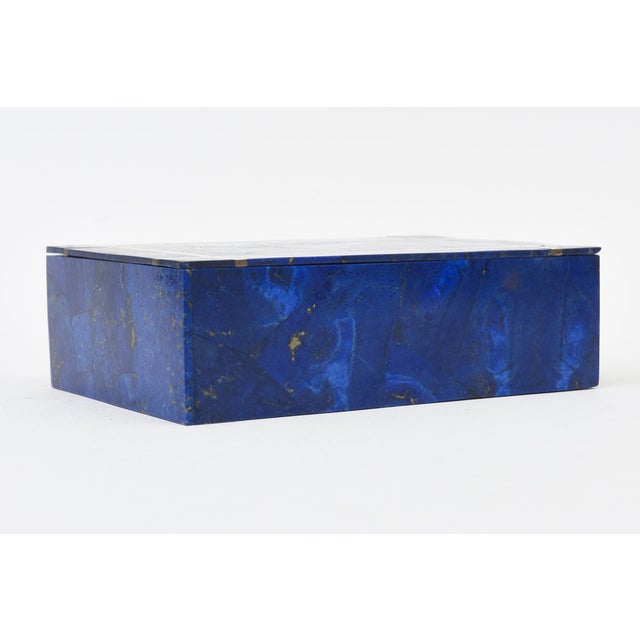 Mid Century Modern Lapis Lazuli, Silver Inlay and Quartz Stone Box, 1950's For Sale - Image 9 of 13