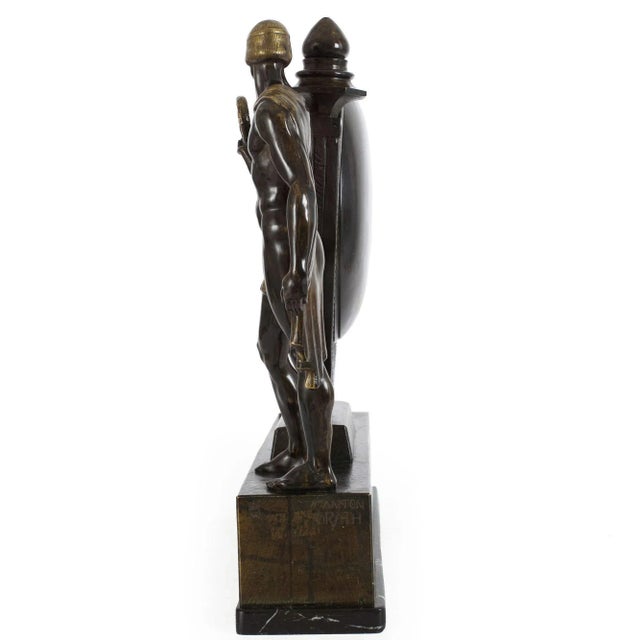 Austrian Art Deco Bronze Sculpture Mantel Clock by Anton Grath Circa 1925 For Sale - Image 4 of 12