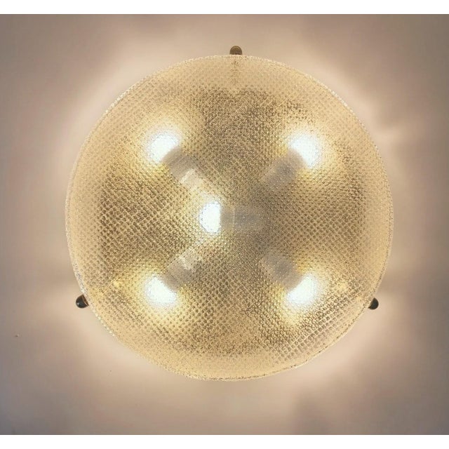 Vintage Textured Glass and Brass Flush Mount from Hillebrand Leuchten, Germany, 1970s For Sale - Image 15 of 18