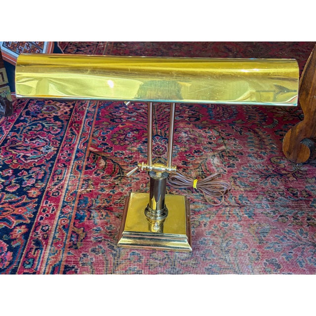 Mid-Century Modern 1970s Brass Library Lamp For Sale - Image 3 of 10
