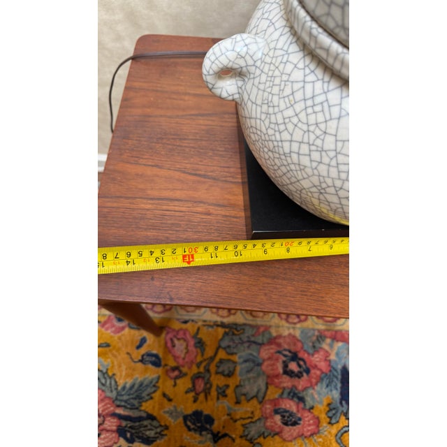 White A Vintage Chinese Crackled Glazed Censer Converted in Table Lamp For Sale - Image 8 of 10