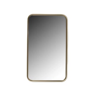 Backlit Mirror with Curved Wooden Frame For Sale
