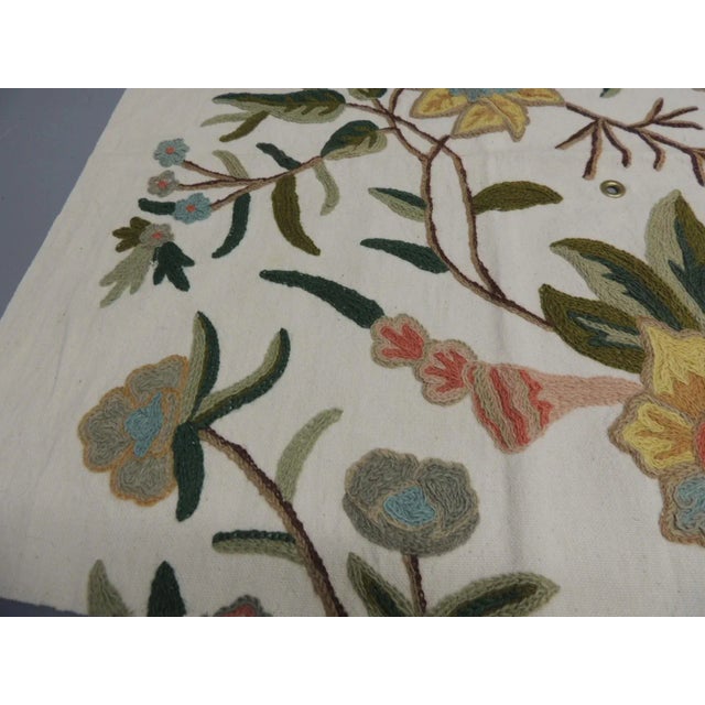 Green and Yellow Crewelwork Fabric Fragment Still have showroom grummet, please review images. Wool Size: 24'"W x 25"H