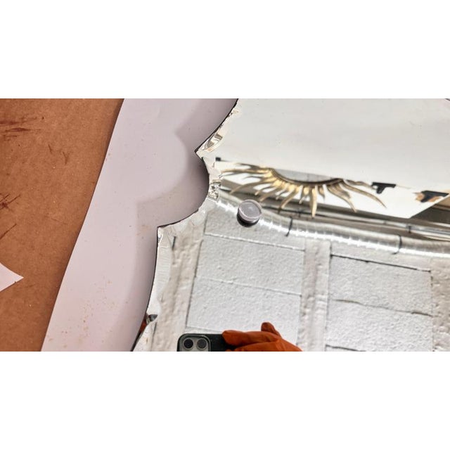 Art Deco Frameless Mirror with Sculpted Edges, France, 1940s For Sale - Image 16 of 17