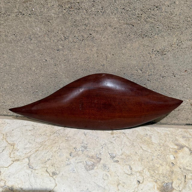 Mid-Century Modern 1970s Haitian Sculptural Serving Dish Hand Carved Wood For Sale - Image 3 of 6