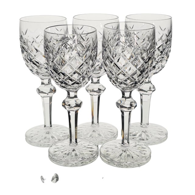 Waterford Set of Five Waterford Powerscourt Crystal Wine Glasses 6.375" For Sale - Image 4 of 14