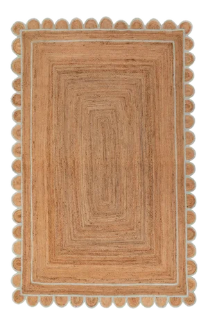Soft Sea Green Jute Scallop Hand Made Rug - 3'x5'