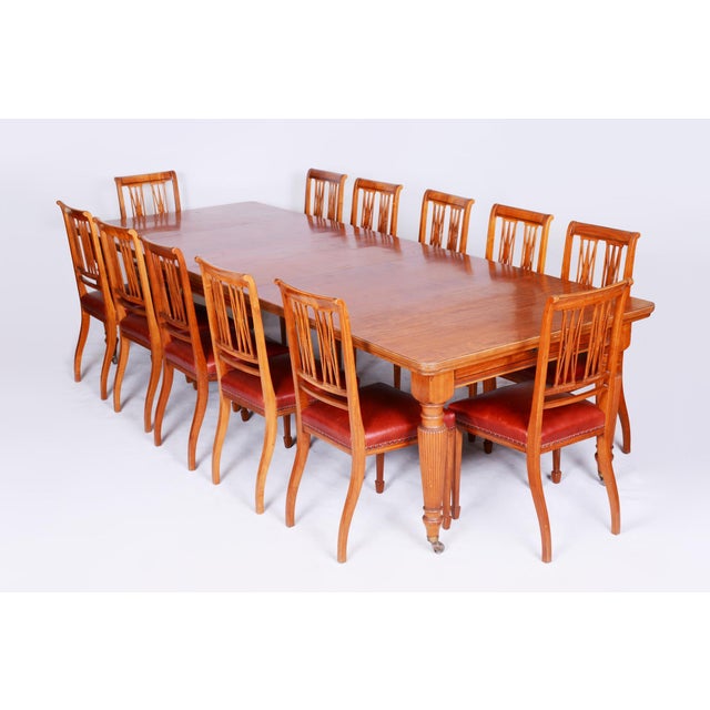19th Century British Satin Wood Dining Room Set with 12 Chairs from Maple & Co., Set of 15 For Sale - Image 9 of 18