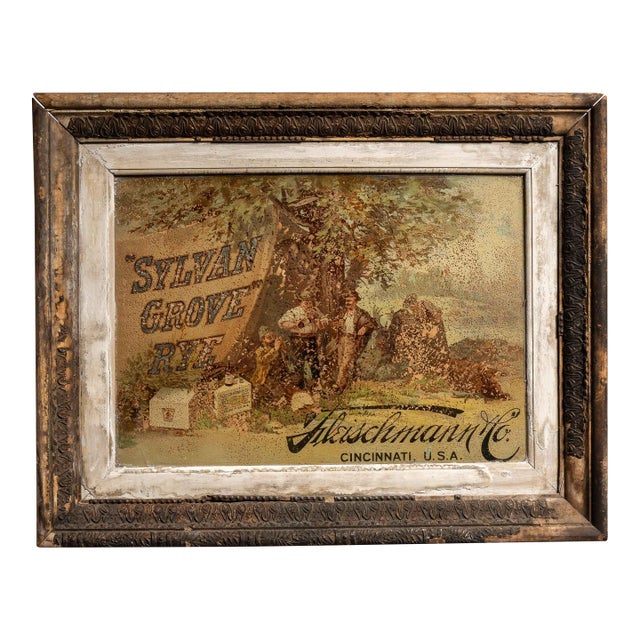 Late 19th Century Reverse-Painted Sylvan Grove Rye Framed Advertising Sign For Sale
