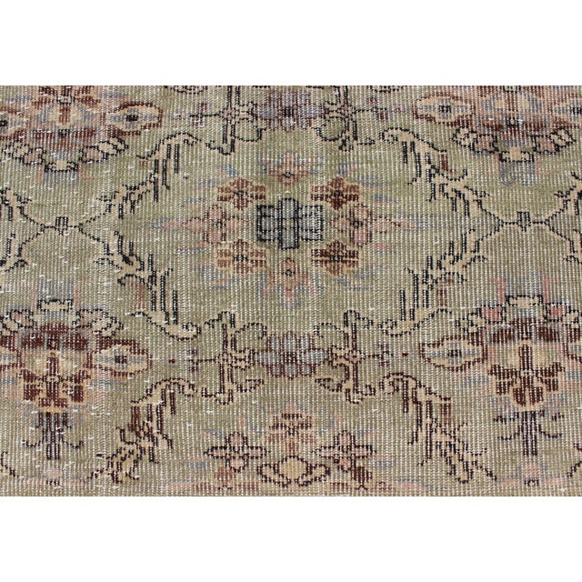 Turkish Rug With Mid-Century Modern Design in Light Green 3.10 X 7.4 For Sale In Atlanta - Image 6 of 8