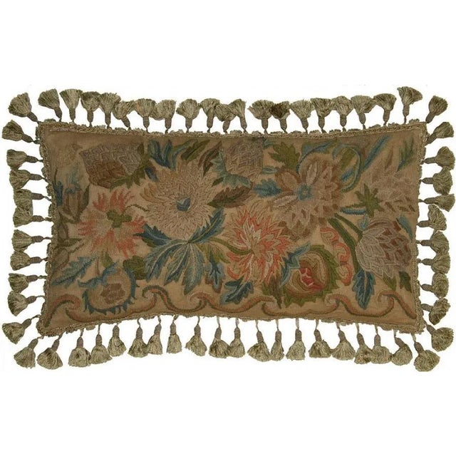 Traditional Hand-Embroidered Throw Pillow For Sale - Image 3 of 3