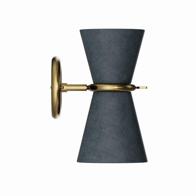 Regina Andrew Gable Sconce, Antique Natural Brass with Storm Blue Shade For Sale In Detroit - Image 6 of 7