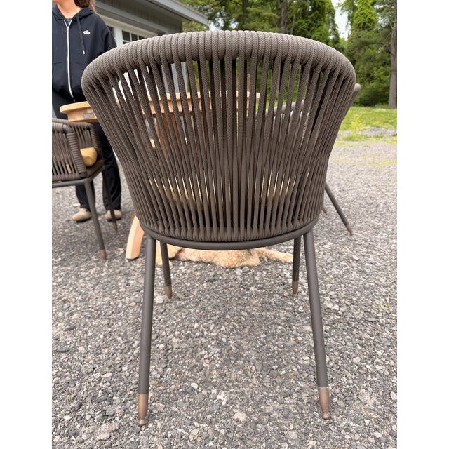 Brown Modern Outdoor Dining Chairs Lebello Set of 4 For Sale - Image 8 of 10