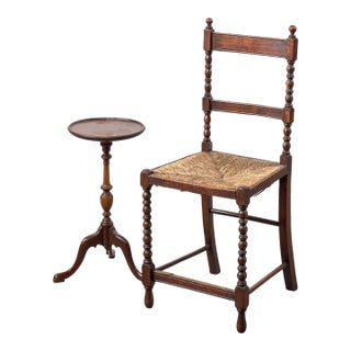 Late 19th Century Petite Bobbin Rush Chair For Sale