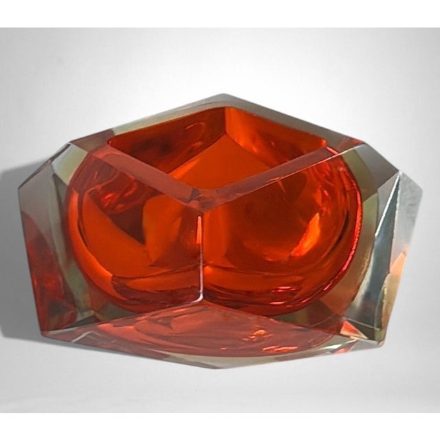 Mandruzzato Style Murano “Sommerso” Glass Ashtray For Sale - Image 10 of 18