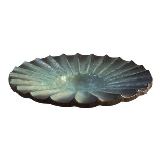 1930's Michael Andersen Art Deco Stoneware Fluted Green Bowl For Sale