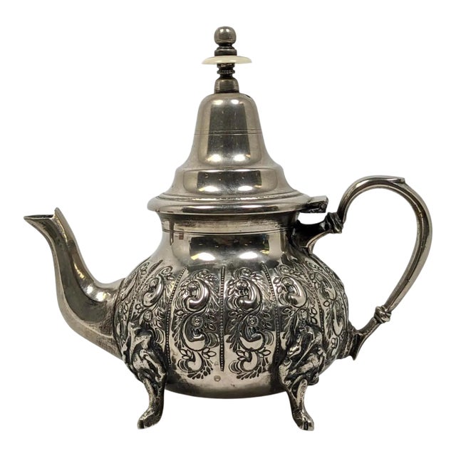 Antique Middle East Turkish Silver Tea Pot For Sale