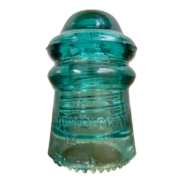 Vintage Hemingray No 9 Aqua Glass Insulator For Sale
