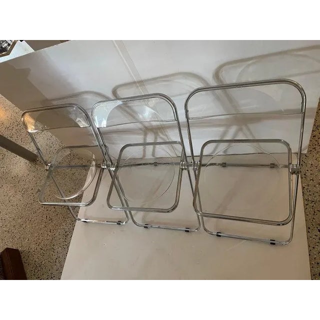Mid-Century Modern Castelli Plia Folding Chairs in Lucite and Chrome - A Set of 3 For Sale - Image 3 of 13