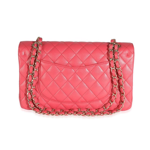 Chanel Dark Pink Quilted Caviar Medium Classic Double Flap Bag For Sale - Image 4 of 8